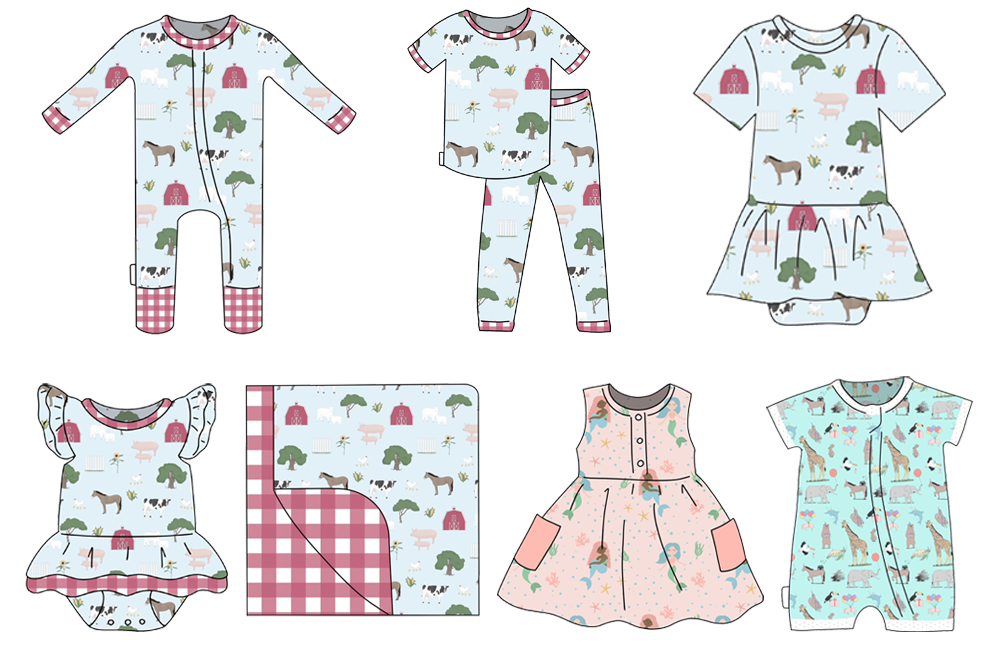 Baby clothing sample style drawing