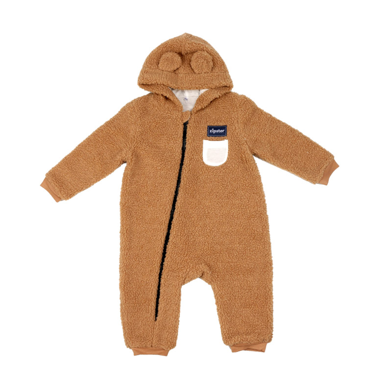 Baby Dot Hazelnut Fleece Romper