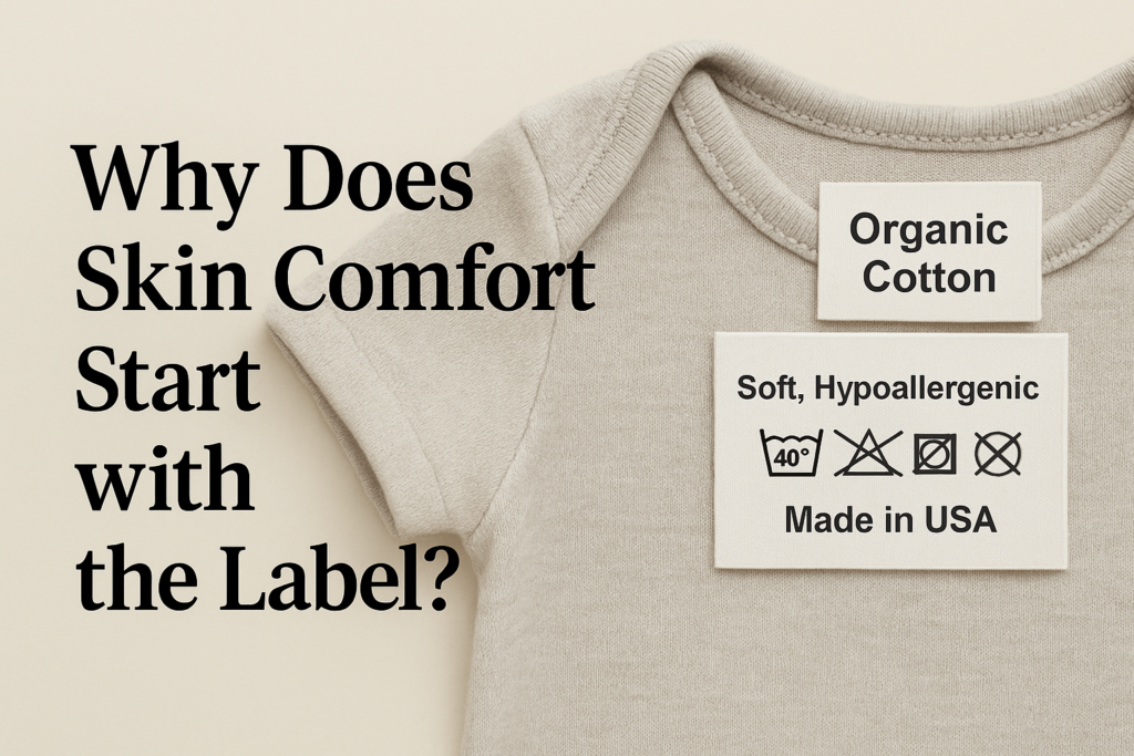 Why is label material an important part of baby clothing safety?
