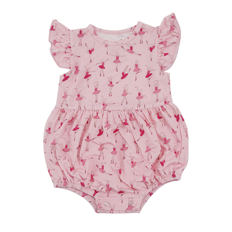 Custom Bamboo Baby Girl Flutter Sleeve Romper