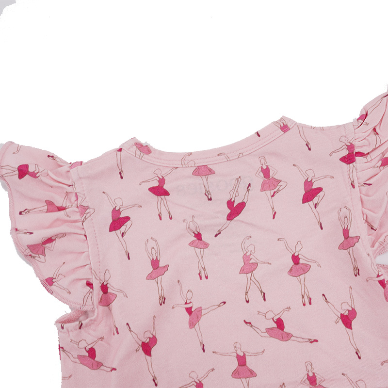 Custom Bamboo Baby Girl Flutter Sleeve Romper - Image 4