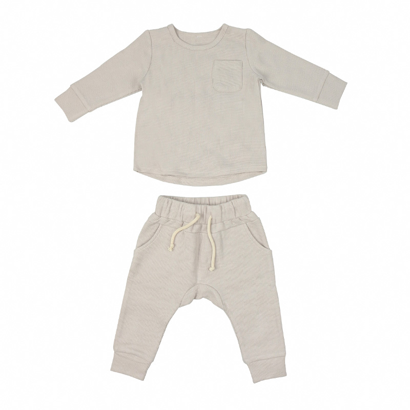 Custom Cotton Baby Waffle Top and Pants Set