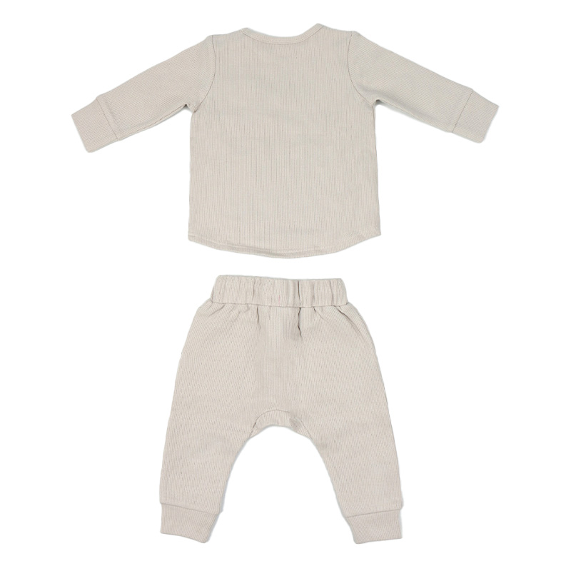 Custom Cotton Baby Waffle Top and Pants Set - Image 2